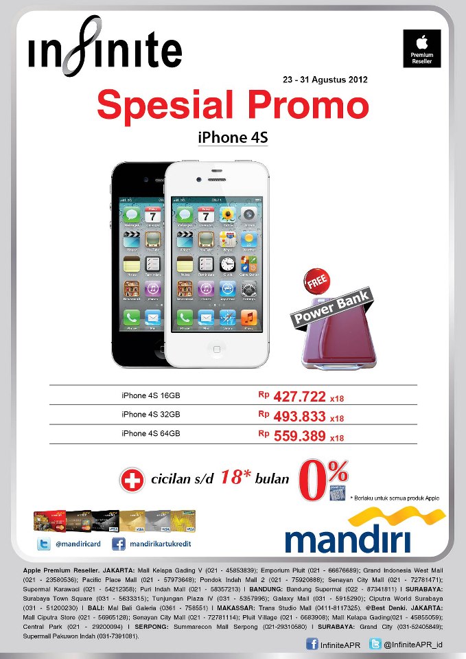 Spesial promo iPhone 4S dari Infinite dan Bank Mandiri