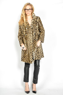Vintage 1960's leopard print faux fur swing peacoat