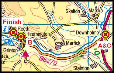 Map of the Downholme Bridge area