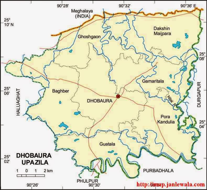 dhobaura upazila map of bangladesh
