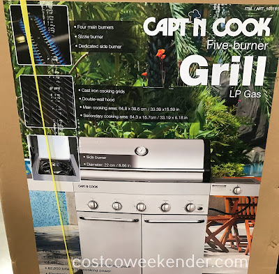 Costco 1031616 - Sear steaks to perfection with the help of the Capt'N Cook 5-Burner LP Gas Grill