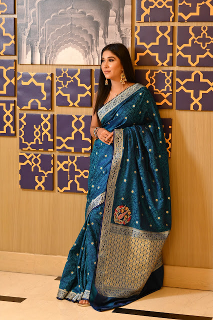 Blue Mushroo Silk Saree: Timeless Elegance in Ethereal Blue