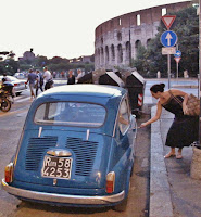 Vintage Fiat parked in Rome, Italy
