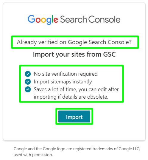 import sites from google search console to bing webmaster tools