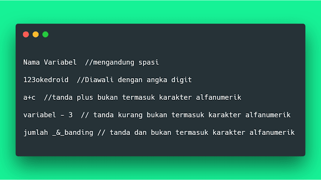 Contoh identifier yang tidak valid di bahasa program java