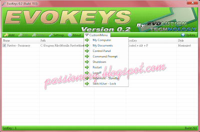 Custom menu trong Evokeys