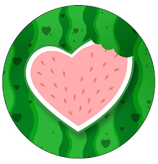 Watermelon Heart: Free Printable Cupcake Toppers.