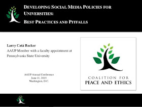 http://www.slideshare.net/LarryCatBacker/developing-social-media-policies-for-universities-best-practices-and-pitfalls