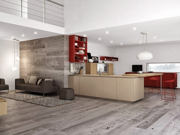  Dapur  Minimalis  dengan Aksen Warna  Merah  Desain  Rumah  