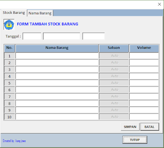 Aplikasi Excel Stock Persediaan dan Permintaan Barang Gudang