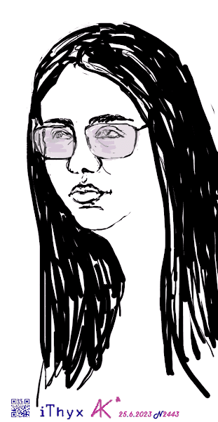 Длинноволосая девушка в розовых очках. Автор рисунка: художник #iThyx