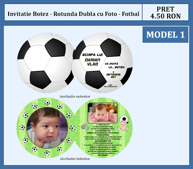 invitatii botez tema fotbal