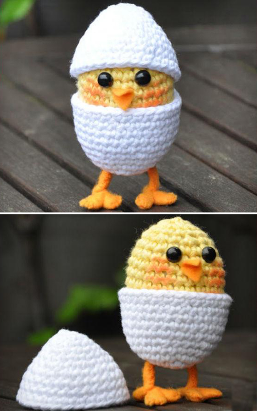  Amigurumi Baby Chick in Egg on legs - Free Pattern 