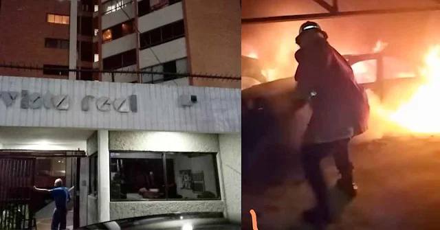 Dos vehículos y un camión se quemaron dentro de un edificio en Maracaibo