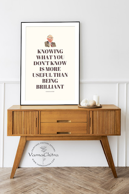 Charlie Munger Financial Wisdom, Quote Poster Minimal Design By Biju Varnachitra