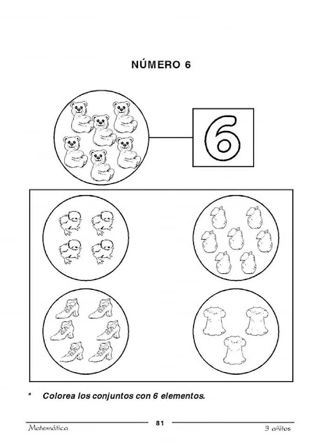 Número 6 de Lógico Matemático de 3 años