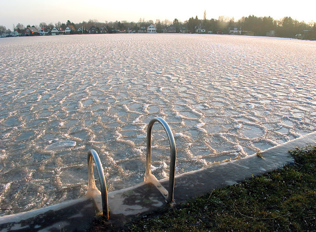 Frozen Paterswoldse Meer Lake Netherlands