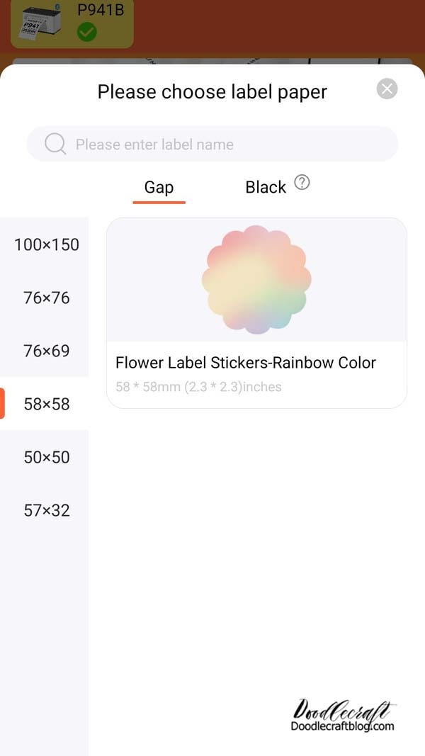 I selected the flower label stickers-rainbow color.   The app is simple and walks you right through the creation process.