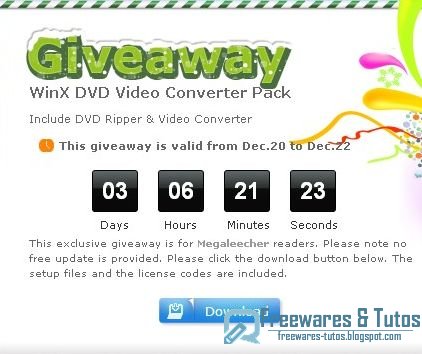 Offre promotionnelle : WinX DVD Video Converter Pack gratuit !