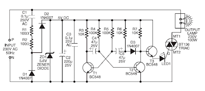 220V AC Operated Christmas Light Star Circuit