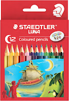 Staedtler Luna Triangular 12 coloured dan watercoloured