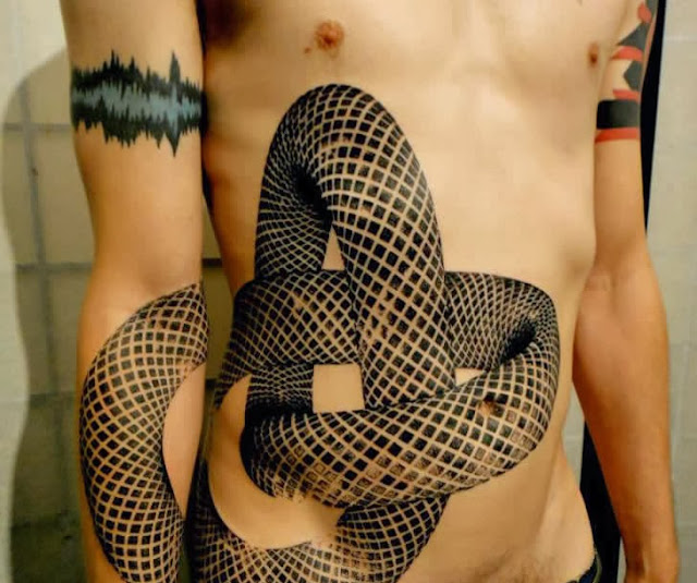 3D snake tattoo hand & front lower body 