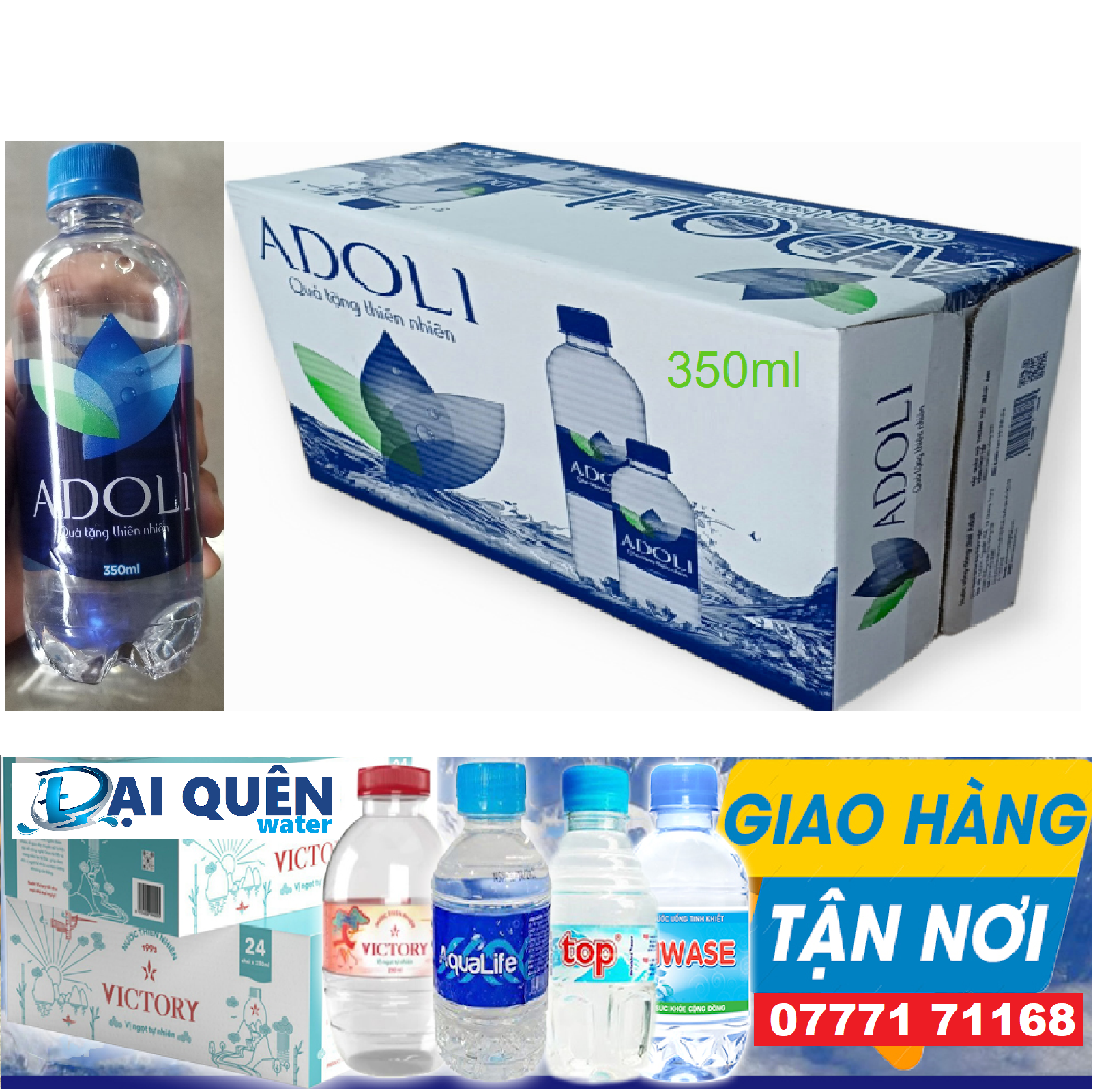 Nước suối chai nhỏ Adoli Thùng 24*350ml