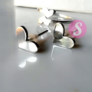 set cincin & anting monel silver polos love