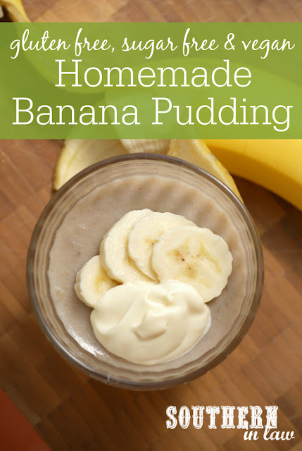 Sugar Free Homemade Banana Pudding Recipe - low fat, gluten free, healthy, sugar free, vegan, dairy free, egg free