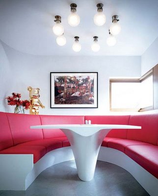 red breakfast nook