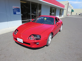 New paint on 1995 Toyota Supra at Almost Everything Auto Body--customer wants to reassemble himself