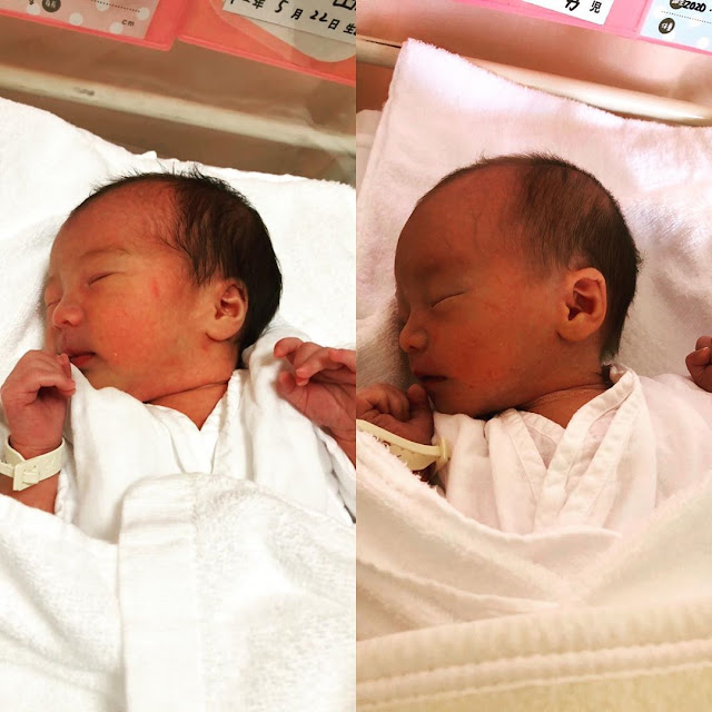 newborn twins boy and girl in hospital