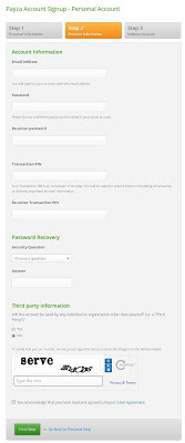 Payza Sign Up - Account Information