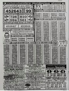 Thai Lottery 4pc First Paper For 16-10-2018