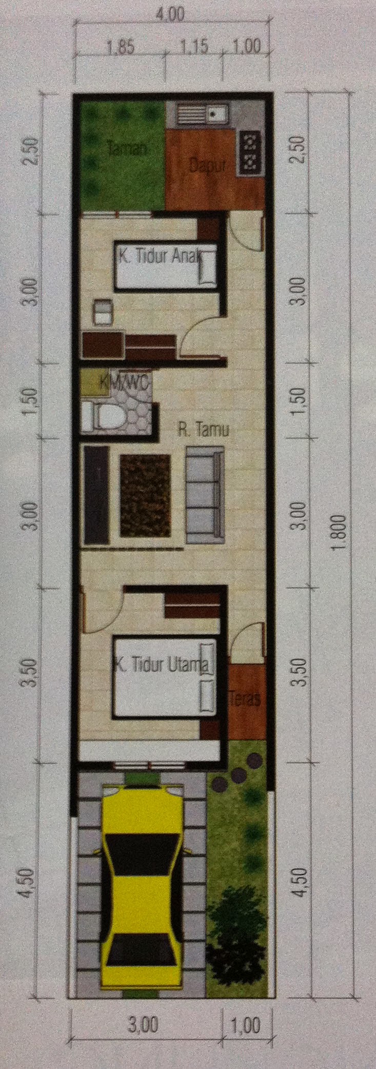 Ide Populer 31+ Desain Rumah Lebar 4 Meter Panjang 7 Meter