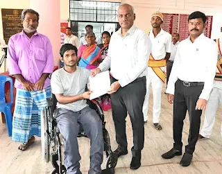 தண்டு வடம் பாதிக்கப்பட்டவர், படிப்பை தொடர கலெக்டர் ஏற்பாடு