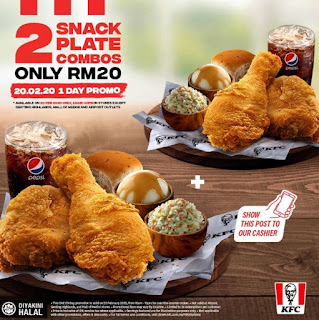 KFC 2 Snack Plate Combo only RM20 (20 February 2020)