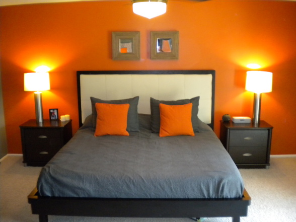 My orange  and grey bed room  on Pinterest  Orange  Bedrooms  