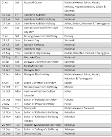 Malaysia Public Holidays 2018 Calendar (Kalendar Cuti Umum Hari Kelepasan Am)