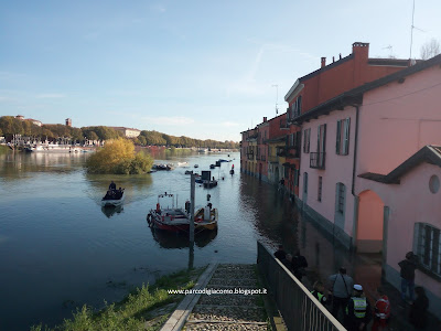 Il Borgo Basso e la piena del Ticino