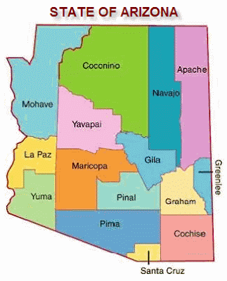 Arizona County Map Area