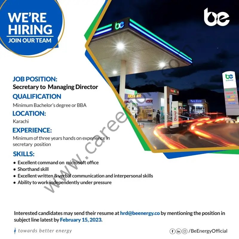 Be Energy Ltd Jobs 2023 - Latest Advertisement