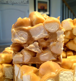 Fluffernutter Squares! Peanut butter marshmallow squares made with peanut butter chips. Only three ingredients!