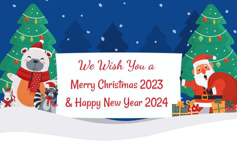 greeting cards merry christmas and happy new year 2024