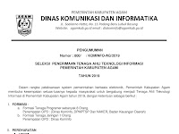 Pemkab Agam - D3 Komputer Penempatan Disnaker, BPMTSP, BKD dan Kominfo