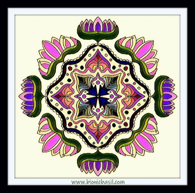 Mandalas on Monday ©BionicBasil® Colouring With Cats Mandala #122 coloured by Cathrine Garnell