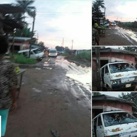 Bus Rams Into A Building In Benin After Being Shot At By NSCDC Officials.
