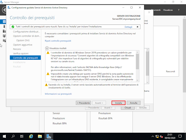 Windows Server 2019, Controllo dei prerequisiti