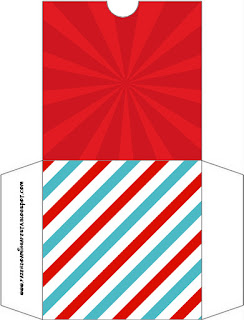 Light Blue, Red and White Stripes: Free Printable Quinceanera Candy Bar Labels.