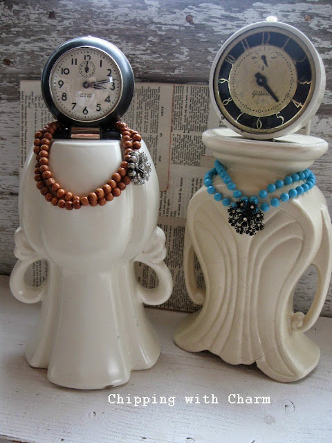 Chipping with Charm: Repurposed Clock and Vase Ladies...www.chippingwithcharm.blogspot.com